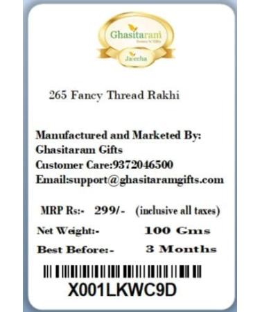 Ghasitaram Gifts Rakhi for Brother Rakhis Online - 265 Fancy Thread Rakhi Single Rakhi Only - Buy Online on GoSupps.com