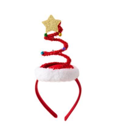 amangul Christmas Springy Coil Tree Hair Bands Tree Headband Party Decoration Supplies for Creative Holiday Hair Styling Pr(Red)