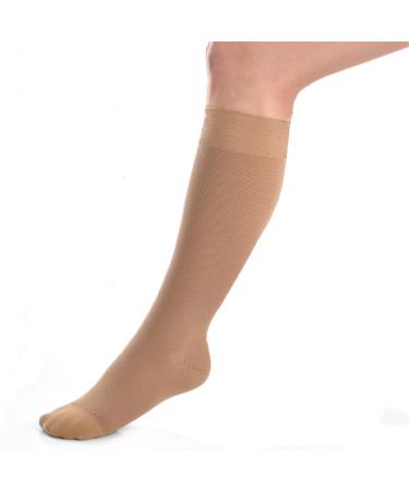 JOBST UltraSheer Knee High with SoftFit Technology Band 20-30 mmHg Compression Stockings Closed Toe Medium Natural Natural Medium