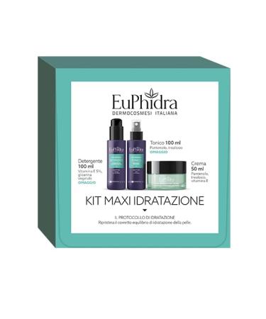 Euphidra MAXI HYDRATION KIT Hydration Protocol HYDROLIPID BALANCE - Cleanser. 100 ml - Maxi Hydration Tonic. 100 ml - Maxi Hydration Cream. 50 ml