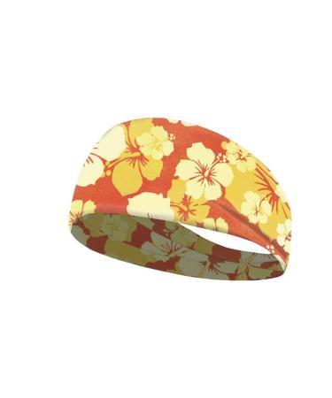 Garronmavis Retro American Flag Headbands for Women & Men Orange Hibiscus Elastic Headband Musical Sloth Soft Headbands