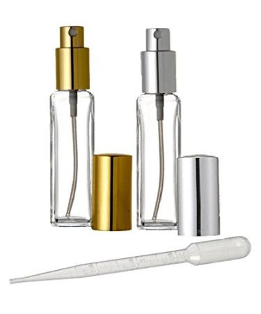 Grand Parfums 1 Oz Tall Square Style Perfume Atomizer Empty Refillable Glass Bottle - 1 oz Size for Aromatherapy Perfume Bottles - 30ml 30 ml Refillable with Sprayer and Cap (Set of 2 Mixed Colors)