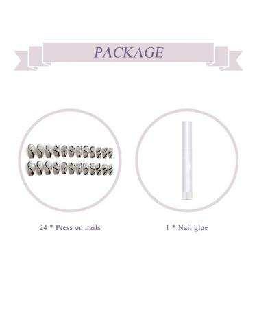 BABALAL Black Acrylic Coffin Press on Nails - Swirl Medium Ballerina False Nails for Women/Girls | Glossy Finish | 018-CRJC - Buy Online on GoSupps.com