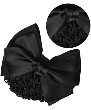 Women Hair Clip Hair Bun Cover Barrettes Net Snood Hairnet LaceBow-Knot Decor Hair Clip Hairnet (Black) - Buy Online on GoSupps.com