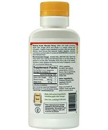 ManukaGuard Nutralize Manuka Honey for Heartburn Relief | Drug-Free Acid Reflux Aid with Apple Cider Vinegar & Ginger - 6.8oz Lemon Peach - Buy Online on GoSupps.com