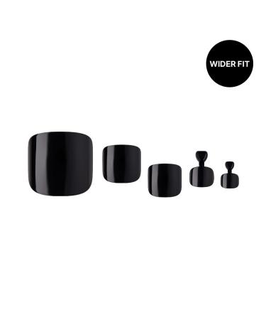 GoldFinger Press On Toenails Kit - Bold Glossy Black Easy Apply Gel Long-Lasting & Wider Fit - Perfect for International Shipping - Buy Online on GoSupps.com