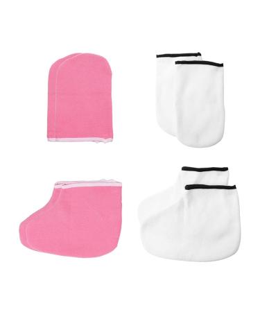 LIXBD 4 pairs of paraffin wax bathing hand shoes feet moisturizing work gloves foot spa cover paraffin wax warmer isolated gloves for hand and foot treatment