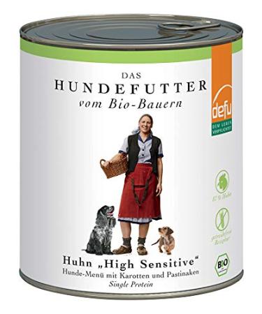Defu dog food |1 x 820 g |Organic chicken high sensitive |Cereal-free premium organic wet feed menu for dogs organic chicken 820 g (1 Pack)