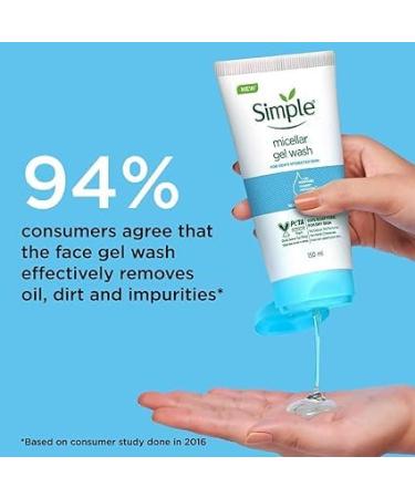 Sim._.ple Water Boost Micellar Facial Wash 150ml | Soap-Free Hydrating Facewash for Normal to Dry Skin | Dewy & Fresh Skin - Buy Online on GoSupps.com