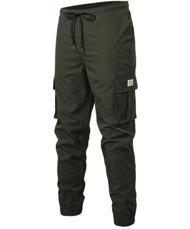 Elegancity Men's Cargo Trousers - Regular Fit Drawstring Sweatpants with Pockets | Size 38-46 | A-Green-2 - Buy Online on GoSupps.com
