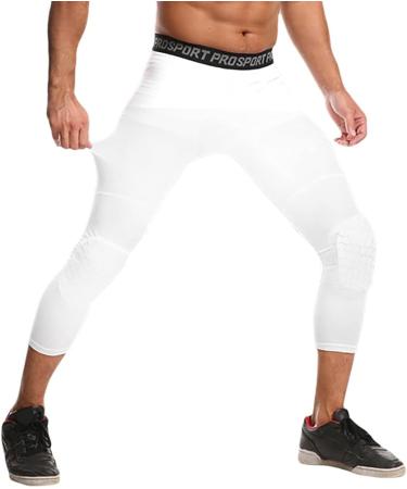 Crashproof Basketball Pants with Knee Pads | Youth Sports Compression Leggings | Volleyball Protector Gear - White, Medium - Buy Online on GoSupps.com