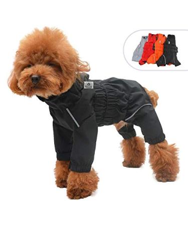 Dogs Waterproof Jacket, Lightweight Waterproof Jacket Reflective Safety Dog Raincoat Windproof Snow-Proof Dog Vest for Small Medium Large Dogs Black M M (back 14") Black