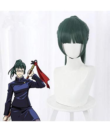 Anime Maki Zenin Women's Cosplay Wig - Long Straight Green Ponytail Hair Wigs with Bangs - Buy Online on GoSupps.com