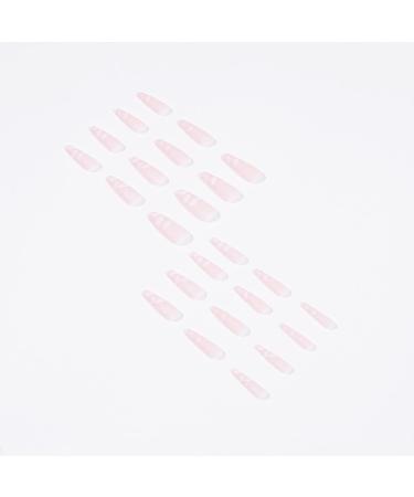 SINHOT Long Coffin Press on Nails Matte Fake Nails with Clouds Hearts Pink Design | 24pcs Acrylic False Nails Set - Buy Online on GoSupps.com