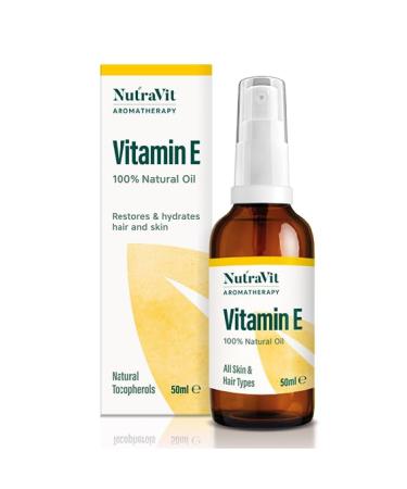 NutraVit - Vitamin E Oil | 100% Natural Vitamin E Oil - 50ml - 1 333 IU/ml - Vitamin E Oil for Hair Skin Face Stretch Marks & Cuticles - Natural Vegan Hexane Free Cruelty Free & Non-GMO