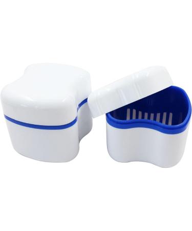 Buy Dental Third Teeth Storage Box - 2 Piece Prosthesis Cup with Filter Basket | Durable Orthodontic Dentures Organizer (White/Blue) - International Shipping Available - Buy Online on GoSupps.com