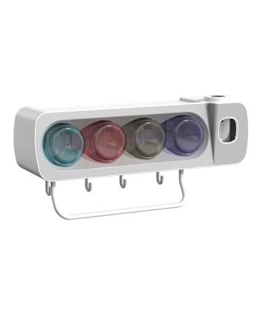 Arinal toothbrush holder wall holder toothbrush holder bathroom -shaver facial cleaner with toothpaste squeezer and 4 mouthwater cup set of wall -mounted toothbrush holder (color: a)