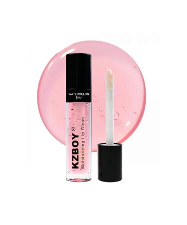 KZBOY Lip Gloss Lip Oil Watermelon Scented 8ml Moisturizing Lip Gloss for Dry Lips High Shine Smooth Finish Clear Pink Shade(Watermelon)