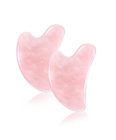 Lippbest 2-Pack Gua Sha Facial Tools Skin Care Products for Massage Lifting.Eye Puffiness Relief Natural Rose Quartz Massage Stone