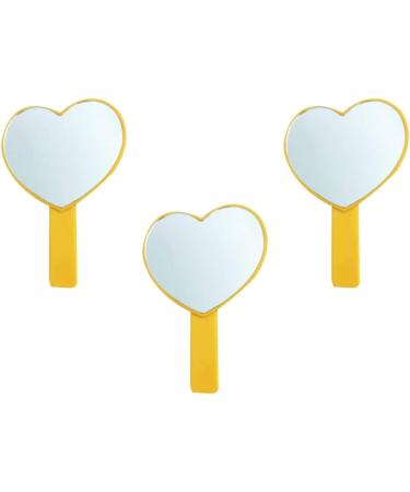 Minkissy Cosmetic Mirror Handheld Heart Shaped Cosmetic Mirror Portable Travel Mirror for Women 3 Pieces (Pink) - Buy Online on GoSupps.com