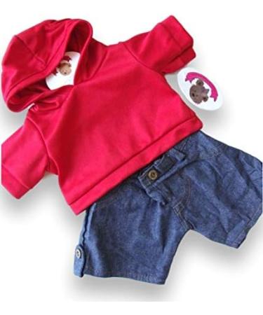 Teddy Bear Clothes Hooded Jeans Outfit - Red | Fits Build a Bear Teddies - Buy Online on GoSupps.com