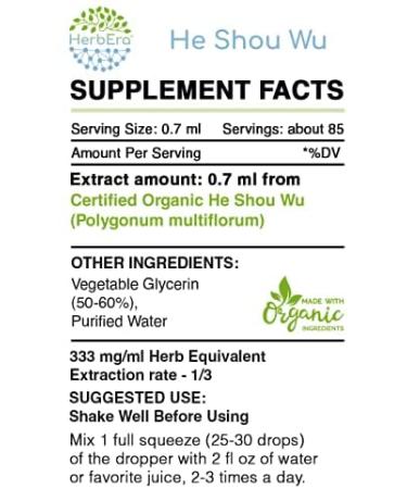 He Shou Wu Alcohol-Free Tincture - HerbEra 2 fl oz | Herbal Extract for Wellness - Buy Online on GoSupps.com