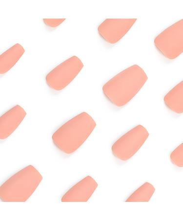 Mouyouglow Press on Nails - Ballerina Nude Rosa Monochrome Fake Nails with Glue | Natural Pink Solid Artificial Fingernails W4 - International Shipping Available - Buy Online on GoSupps.com