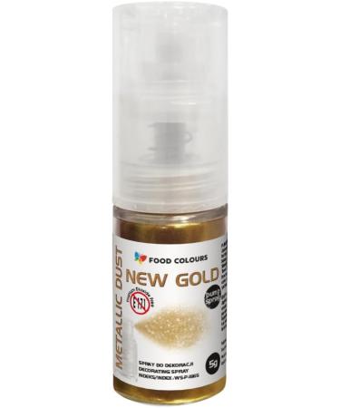 Essential Glitter Spray - New Gold Metallic 5G | Food Color Powder for Cakes Creams Tarts & Drinks - Buy Online on GoSupps.com