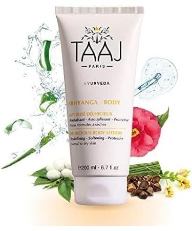 TAAJ | Lait Iris Delhicieux | ABHYANGA | Hydrates Protects & Softens | For supple shower and refreshed skin | No Greasy Effect | 96% ingredients of natural origin | Cruelty Free | 200ml - Buy Online on GoSupps.com