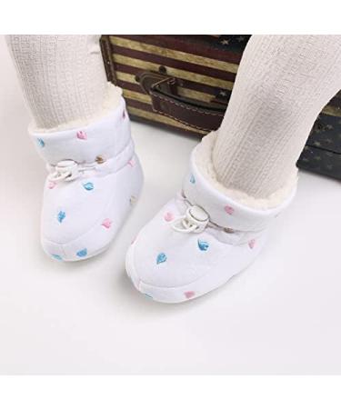 Newborn Winter Warm Fleece Booties | Non-Slip Soft Sole Baby Shoes | Adjustable Prewalker Boots for Girls Boys | 0-18 Months | B White - Buy Online on GoSupps.com