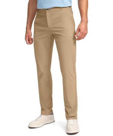 Obla Men's Golf Pants - Slim Fit Stretch Lightweight with 5 Pockets Casual Travel Dress Work Pants for Men 36W x 32L Khaki