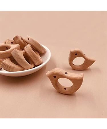 Wendysun 10pcs Lovely Cartoon Wood Teether Pure Natural Animal Bird Shape Baby Teething Nursing Beech Teether Baby DIY Pendant Toy (10pcs) - Buy Online on GoSupps.com