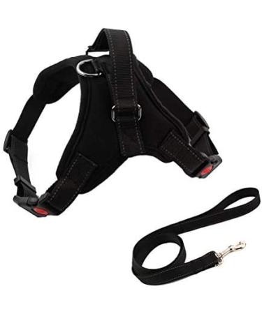 Adjustable Reflective Dog Safety Harness with Leash Set - No-Pull Breathable Vest for Small, Medium, Large Dogs - Training and Walking - Black - Buy Online on GoSupps.com