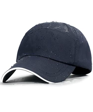 Mens Waterproof Baseball Cap Womens Rain Hat Foldable Outdoor Running Sun Fishing hat Navy Blue One Size