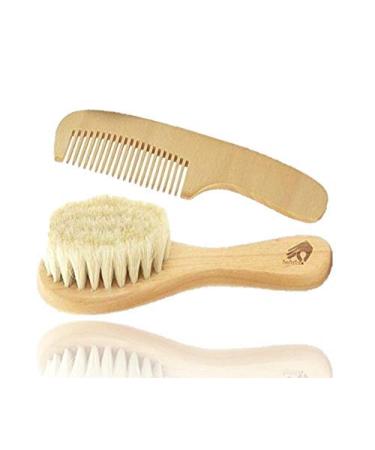 Natural Soft Newborn Baby Brush Set with Goat Hair Bristles and Eco-Friendly Wood Handle - Buy Online on GoSupps.com