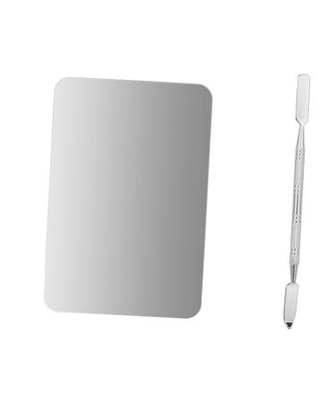 2pcs Kit Makeup Mixing Palette Pigments Palette Nail Polish Palette Nail Art Equipment Cosmetic Palette Stainless Steel Equipment Nail Art Palette Devices Scrub Bag Make up White