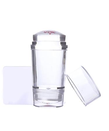FouTP Nail Art Stamping Stamper Image Plate Clear Jelly Stamper for Transparent Nail Stamps Nail Art Stamper Scraper 1 Set