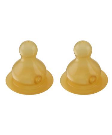 HEVEA Standard Neck Baby Bottle Nipples - Medium Flow Glass Bottle Nipples - Two-Pack - 100% Natural Rubber 3-24 Months 2 Count (Pack of 1)