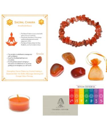 Sacral Chakra Healing Balancing Gift Set Colour Therapy (Sacral Chakra - Carnelian)