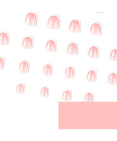 French Tip Stick on Nails - 24pcs Pink Extra Short Square with White Tips - Buy Online on GoSupps.com