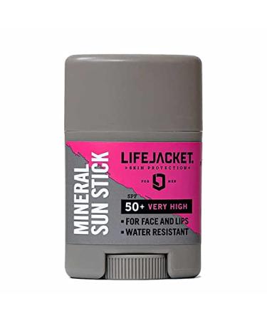 Sunscreen Stick SPF 50+ Zinc Based Mineral Sun Stick for Face and Lips - Reef Safe Water Resistant + Clinically approved for Sensitive Skin - Sun Block Stick - Surfers Ski & Beach - LifeJacket Skin