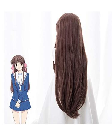Tohru Cosplay Wig | 2019 Fruits Basket Long Brown Straight Hair with Bangs | Halloween Anime Costume Accessory - Buy Online on GoSupps.com