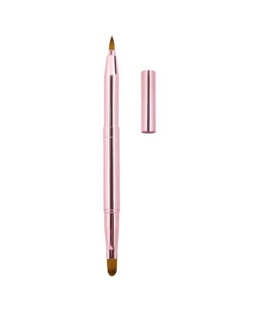 Arqumi Lip Makeup Brush Retractable Lip Brushes Double-Ended Lip Liner Brush Travel and Daily Use Lightweight Lipstick Gloss Eyeshadow Applicator with Protective Lid for Women Girls Pink Double Ended 1PCS Pink