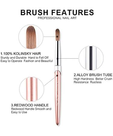 KADS 100% Kolinsky Sable Acrylic Brush Nail Brush for Acrylic Application Round Head Crimped Nail Art Brush Manicure Tool (12#) - Buy Online on GoSupps.com