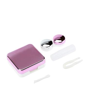 Akozone contact lens container reflective coverage set cute beautiful owner eye care-to-soft travel set storage box for lentils containers mirror set (pink) (rose red)