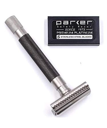 Buy Parkers Semi Slant Safety Razor & 5 Premium Double Edge Blades - Graphite | International Shipping Available - Buy Online on GoSupps.com