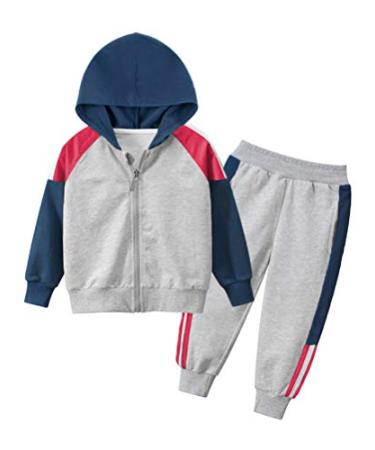 Mallimoda Boys Athletic 2 Pieces Sweatshirts Stripe Printed Cotton Clothing Set 4-5T Style 2 Pink