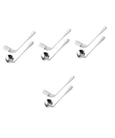 Lurrose 4 sentences cutlery for the left hand curved bent babyl opened curved spoon self -feeding cutlery curved cutlery steel food adaptive old 17x4.5cmx4pcs as shown x 4 pieces