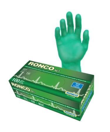 Nitrile Disposable Gloves By Ronco NE5 Green Colour Small Premium Quality Powder Free Textured Salon Food Grade 5 MIL S Size