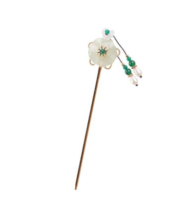 Mikinona Antique Hairpin Green Hair Clips Hanfu Girls Headwear Green Vintage Hairpin Chinese Handmade Hair Accessories Retro Chinese Stylish Clips Retro Hair Pin Copper Bride Walk